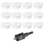 1" White Desk Grommet, JTemgle Flexible Cable Grommet with Bi-Metal Hole Saw Cross Rubber Cable Hole Cover Wire Organizer Caps Desktop Cord Management for Home Office TV Stands Tabletops, 13 Pieces