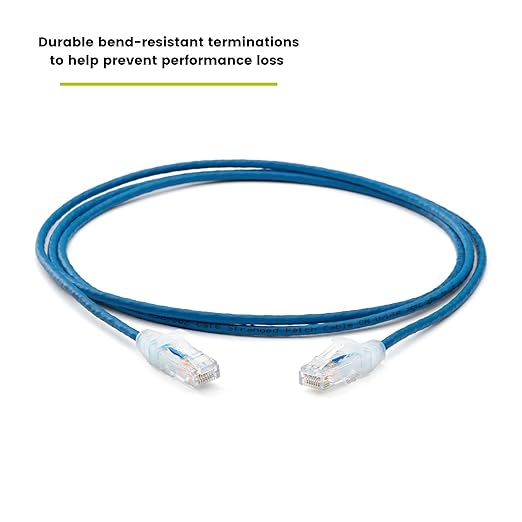 TRUECABLE Cat6 Component Rated Patch Cable, Unshielded (U/UTP), 5ft, Blue, 28AWG Solid Copper, Snagless 10G High-Speed Ethernet Cable, PoE++ 4PPoE 100W, UL Listed, RoHS-3, 5 Pack
