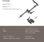 SMALLRIG Friction Magic Arm Camera Mount with Super Clamp and Platform, Overhead Camera Desk Mount Srand, Studio Space Saver, Heavy Duty Mount/Bracket for Lights, Cameras