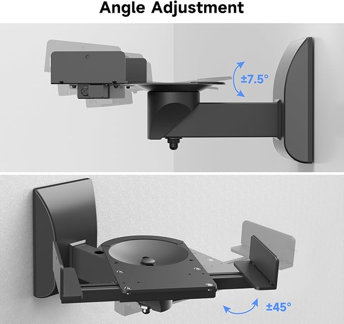 suptek Large Dual Side Clamping Bookshelf Speaker Wall Mounting Bracket for Large Surrounding Sound Speakers, Hold up to 66lbs Black SPM201XL