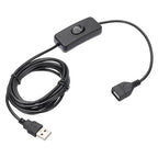MECCANIXITY USB Extension Cable with ON/Off Toggle Switch 2m USB Male to Female Extension Cord for Desk Lamp Fan LED Light Strip Black Pack of 1