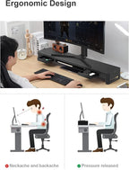 meatanty Dual Monitor Stand Riser with 2 Storage Drawers and 4 USB Ports, Metal Stand for 2 Monitors Supports Data Transfer and Charging, Desk Organizer for PC, iMac (38.7 inches)