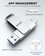 App-le Mfi Certified 128GB iDiskk iPhone Flash Drive,for Photos and Videos,Photo Stick, iPad Flashdrive,iPhone USB Storage, iPad iPhone Photo Storage Stick,for Mac,iPad,PC Thumb Drive Auto Backup