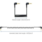 2-Pack 3.5mm Microphone Cable Compatible with DJI Mic 2 & Rode Microphone Wireless Pro, Coiled Dual 3.5mm TRS Patch Cable Audio Mic Cord for Cameras