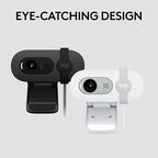 Logitech Brio 100 Full HD 1080p Webcam for Meetings, Streaming, Desktop, Laptop, PC - Built-in Mic, Shutter, USB-A, Teams, Zoom - Off-White