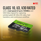 PNY 64GB Elite-X Class 10 U3 V30 microSDXC Flash Memory Card, 3 Count (Pack of 1) - 100MB/s, Class 10, U3, V30, A1, 4K UHD, Full HD, UHS-I, Micro SD