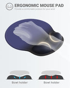 Ergonomic Mouse Pad Wrist Support, Comfortable Mouse Pad Wrist Rest, Relieve Wrist Pain Gel Mouse pad, Non-Slip Rubber Base Mousepad for Laptop, Computer(Gradient Klein Blue)