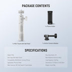 NEEWER Basics Mini Desk Selfie Stick Tripod Compatible with iPhone GoPro Insta360 DJI, Portable Small Camera Webcam Android Cell Phone Holder Ball Head Elevated Axis Video Recording Stand, TP43 White