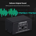 Audio Switcher RCA 2 in 1 Out/1 in 2 Out A/B Switch Stereo Audio Splitter Box with No Distortion RCA Jack for Switching Between Computer Speakers and Headphones