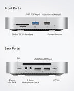 ORICO MiniMate SE Mac mini M4 2TB Storage & Docking Station, External SATA SSD (Non-Removable) 5Gbps(480MB/s), USB A*4, USB-C, SD/TF 3.0, 3.5mm Audio, Includes 2 Cables – M4SE