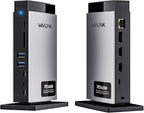 WAVLINK Laptop Docking Station 3 Monitors(Max Resolution: Single 8K or Triple 4K), 11-in-1 USB C Docking Station with 125W PD3.1 Pass-Through & Power Adapter, 2*HDMI + DP, for MacBook M1–M4 & Windows