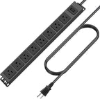 HHSOET Magnetic Mount Power Strip, 8 Outlet Mountable Socket, Metal Heavy Duty Surge Protector, Gaming Table Outlet, Easy to Fix Without Drilling or Taping, 3FT Extension Cord.(Black)