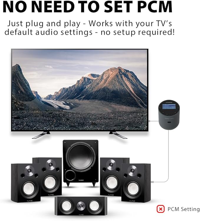 Avantree Orbit Pro - Bluetooth Transmitter for TV with LCD Screen & Remote Control, Compatible with Optical or AUX Audio Output & Smart TVs, Easy Volume Control for Airpods & Other Headphones