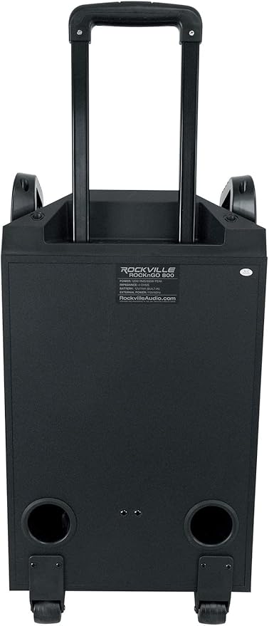Rockville ROCKNGO 800 10" Portable Bluetooth Speaker, LED Lights, Wheels, Mic Priority, for Parties and Outdoor Events