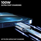 Rolling Square, inCharge XL, 6-in-1 Multi Charging Cable, 100W Ultra-Fast Charging Power, 10 Ft/3m, Urban Black