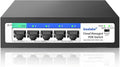 5-Port Ethernet PoE Switch (4 PoE Ports, 1 Uplink) with Extend Function, Easy Smart Managed Ethernet Switch, Plug & Play, Fanless Metal Design, VLAN, Qos,Desktop/Wall Mount