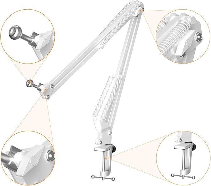 COMICA EJoy Uni A USB Microphone for Computer and Smartphone,RGB Cardioid Condenser Gaming Mic for Podcasting,Streaming,Recording,Music Creation,with Boom Arm Stand-White