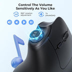 seenda Ergonomic Mouse Rechargeable, USB+Dual Bluetooth, MOU-302 Vertical Wireless Mouse with Volume Knob, Quiet Clicks, Multi-Device Cordless Mice Compatible for Windows, PC, Laptop, Mac OS, Black