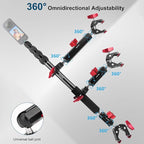 Motorcycle Mount kit for Insta36O X5 X4, Bike Handlebar Clamp Mount and 59" Invisible Selfie Stick Bundle Kit, Heavy-Duty Super Clamp Camera Ebike ATV Mount for G02/3 /3S/Ace, GoPr0 13,JC017