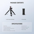 NEEWER Entry Level Version Mini Tripod for Camera, 360° Small Desk Portable DSLR Webcam Cell Phone Mount Holder Stand Selfie Stick Grip Compatible with iPhone Samsung Android Video Recording, GM-2G