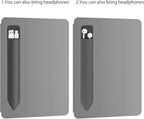 Doormoon Pencil Holder for iPad 2020/ Air/ 9.7 / Pro 10.5/12.9, Detachable Elastic Apple Pencil 5th Gen Leather Sleeve Pocket Pouch, Grey