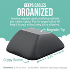 Smartish® Magnetic Cord Holder - Cable Wrangler Organizer with Magnet Clips for Charger Management on Desktop, Nightstand, or Side Table for All Cables, USB-C, Lightning Cables - Black Tie Affair
