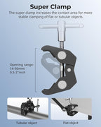 SMALLRIG Clamp w/ 1/4" and 3/8" Thread Holes, 9.8 Inches Adjustable Friction Power Articulating Magic Arm with Phone Holder for Action Cameras, Smartphones, LCD Monitor/LED Lights - 5326
