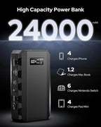Apowking Power Bank with AC Outlet,65W Portable Laptop Battery Bank Fast Charging,88.8Wh/24000mah Power Station for Outdoor Camping PowerBank Travel Home Power Backup