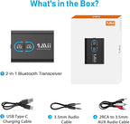 1Mii Bluetooth 5.3 Transmitter Receiver for TV to Wireless Headphones, Dual Link AptX Adaptive/Low Latency/HD Audio, Aux Adapter for Home Stereo, Airplane, Boat, Gym