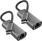 USB-C to Ethernet Adapter, WALNEW USBC to RJ45 LAN Adapter, Gigabit Cat Network Cable Converter to Type C Thunderbolt 3 for Mac,MacBook Pro/Air,Samsung Galaxy Tab (Ethernet Port, 2-Pack USB-C)