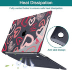 Teryeefi for MacBook Air 13 inch Case M1 A2337 A2179 A1932 (2020 2019 2018 Releaes) with Retina Display with Touch ID, PC Plastic Hard Shell & Keyboard Cover & Screen Protector, Heart A002