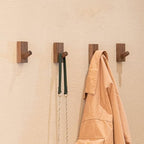 HomeDo 4Pack Adhesive Wall Hooks Hat Rack, Wooden Coat Hooks Wall Mounted, Decorative Hooks Single Organizer Hat Hanger Towel Rack, Heavy Duty Hooks (Rectangle-Walunt,4Pack)