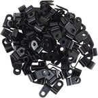 GTSE Black Nylon Plastic Cable Clamps, 3/16" Screw Mounts for Cable, Rope, Tube Management, 100 Pack