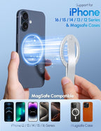 MagSafe Phone Grip for iPhone - Magnetic Phone Ring Holder Detachable for iPhone 16 - Comfortable Finger Phone Loop Grip for Apple 15/14/13/12, Silver