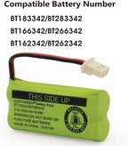 BT183342 BT283342 BT166342 BT266342 BT162342 BT262342 Battery Compatible with CS6114 CS6419 CS6719 EL52300 CL80111 Cordless Handset Phone (Pack of 2)