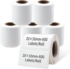 PUQU 20x10mm inch Direct Thermal Sticker Labels, Self-Adhesive All-Purpose Label Maker Tape, Compatible with AQ Series Label Printer, Refills Standard Laminated Office Labeling, 6 Rolls, 3600 Labels