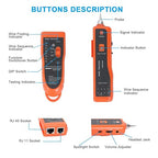 Goeco Ethernet Network Toner RJ11 RJ45 Network Cable Tester LAN Tracker Wire Finder Cat5 Cat6 with 2 Network Wire Stripper Toolkit Orange
