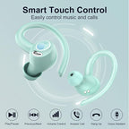 Wireless Earbuds Bluetooth 5.3 Headphones Sports, 48Hrs Playtime Bluetooth Earbuds with CVC 8.0 Mic, Stereo Bass Over Ear Bud with Earhooks, LED Display, IP7 Waterproof Earphon for Running Misty Blue