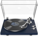 Turntables Belt-Drive Record Player with Wireless Output Connectivity Vinyl Player 33&45 RPM Speed Phono Line Output USB Digital to PC Recording ATN3600L MM Cartridge&Counterweight Dark Blue