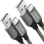 etguuds 6.6ft USB A to USB C Cable 3A Fast Charging, 2-Pack USB A to USB Type C Charger Cord for iPhone 16 15 Pro/Pro Max/Plus, for Samsung Galaxy S24 S23 S22 S21 S20 S10 A55 A54 Flip Note, Moto, Gray