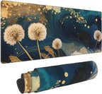 Gaming Mouse Pad, Large Non-Slip Rubber Base Mousepad, Keyboard Mouse Mat, Desk Pad with Stitched Edges, 31.5x11.8inch, Abstract Dandelion