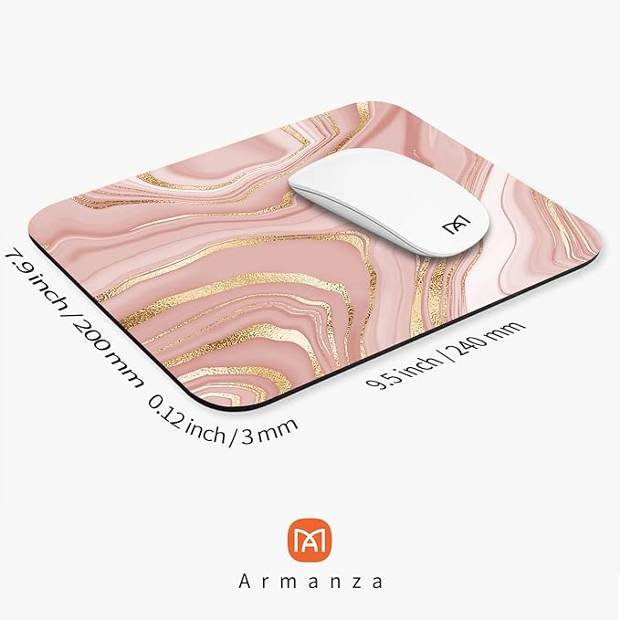 Square Mouse Pad Pink Gold,Personalized Premium-Textured Custom Mouse Mat Design,Washable Mousepad Cloth,Non-Slip Rubber Base Computer Mouse Pads for Wireless Mouse