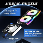 Jungle Leopard Interstellar V1 120mm Case Fan, Infinity Mirror Module Daisy-Chain 5V ARGB PWM PC Fan Triple Pack Suitable for Computer Case & CPU Cooling(Black-3 Pack)