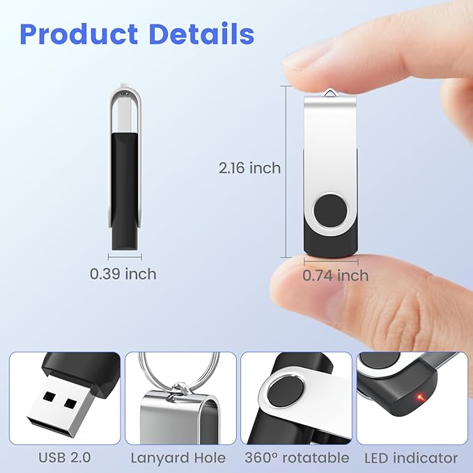 ABLAZE 256MB Flash Drives 500 Pack, USB 2.0 Thumb Drives Bulk Swivel Memory Stick Bulk USB 500 Pack Pendrives 256MB (Mixcolors)