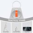 Grat 3 Upgraded Magnetic Phone Grip Stand, 360° Rotatable Silicone Strap Phone Loop Holder, Detachable Ring Kickstand Compatible with Magsafe iPhone 16 15 14 13 12 Pro/max, Silver