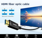8K HDMI Fiber Optic Cable 15ft, 4K120 8K@60Hz HDMI 2.1 Cable, 48Gbps Ultra High Speed Slim HDMI Optical Audio Cable HDMI Cord, eARC HDR10 HDCP 2.2 Compatible with PS5 Xbox TV Projector.