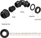 LeMotech M40 Cable Gland, 90 Degree Adjustable 26-33mm Cable Range Strain Relief, Cord Connectors Nylon Joints with Gaskets, 2 Pcs, Black