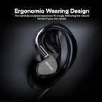Linsoul Kefine Klean in Ear Monitor,10mm DLC Diaphragm Dynamic Driver HiFi Earphones,Wired Gaming Earbuds,Replaceable Nozzles,Detachable Silver-Plated Cable for Audiophile (No Mic 3.5mm, Black)