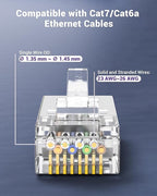 VCE 30-Pack RJ45 Connectors CAT7/CAT6A, Non-Pass-Thru Shielded Modular Plugs for Thick Cable, 3-Prong Gold Plated Ethernet Ends with Strain Relief Boots - Blue