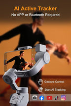 FUNSNAP C05 Kit Gimbal Stabilizer for Smartphone, iPhone Gimbal 3-Axis with Magnetic Fill Light/AI Tracking Sensor for iPhone 16 15 14 Pro Max Android Handheld Phone Gimbal for Video Recording